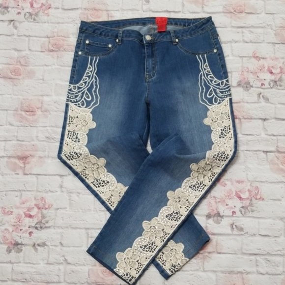 v cristina embroidered jeans